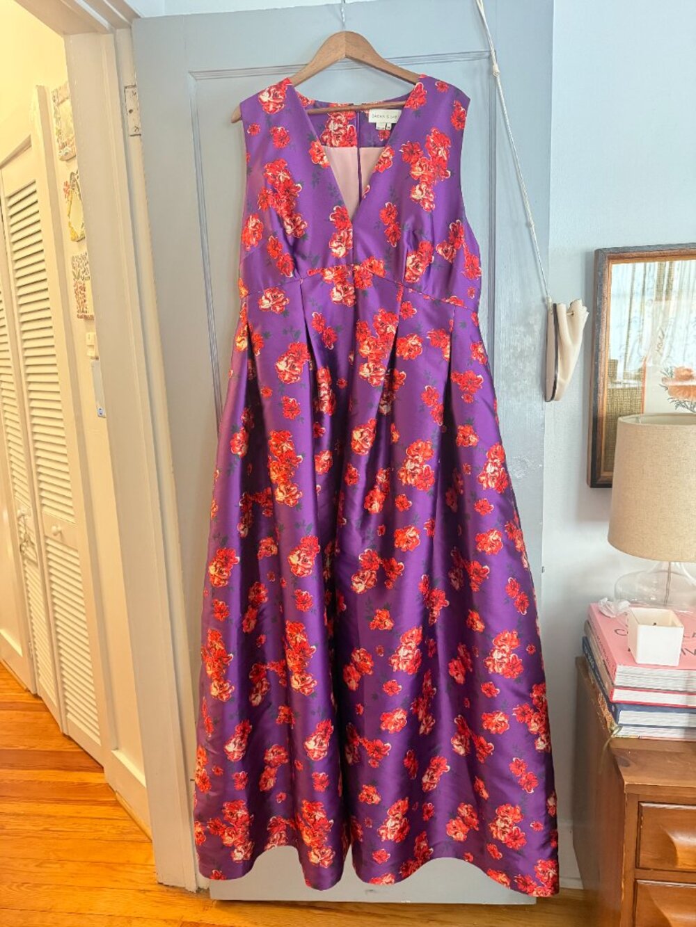 Sachin + Bibi Brooklynne Floral Mikado Gown-Purple